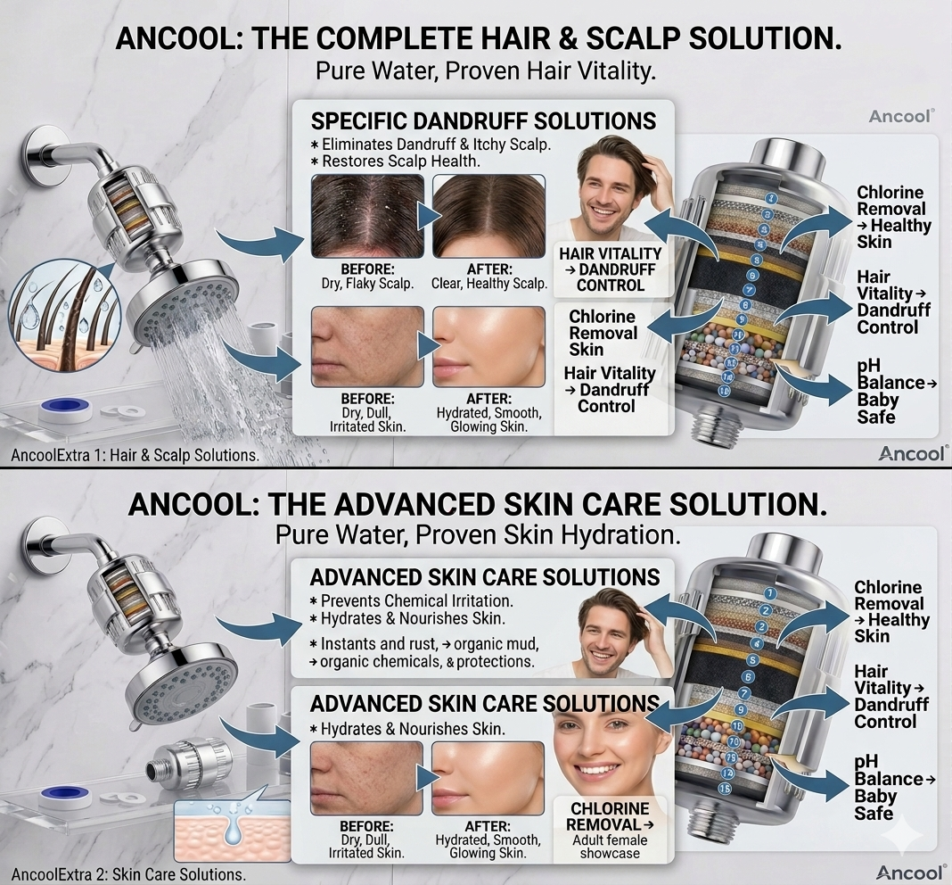 Ancool Hard Water Filter for Bathroom Taps & Showers (15-Stage Purification)