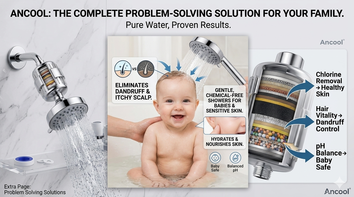 Ancool Hard Water Filter for Bathroom Taps & Showers (15-Stage Purification)